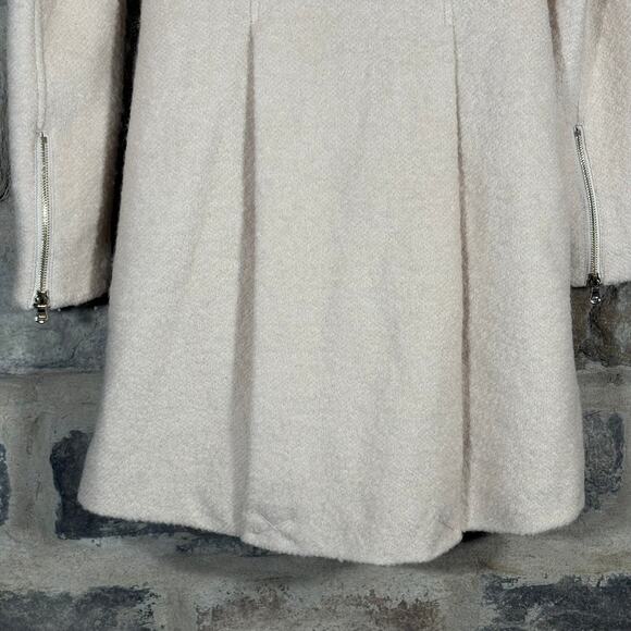 Guess Coat Woman's XS Cream Wool Blend Double Breasted Pea Coat Winter Military - Picture 8 of 13